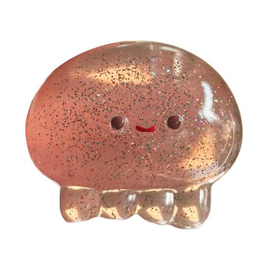 Clear Cartoon Jellyfish Squeeze Toy Stress Anxiety Relief Glitter Jellyfish Sensory Toy Kids Teens Adults Portable Soft TPR Jellyfish Pinch Toy