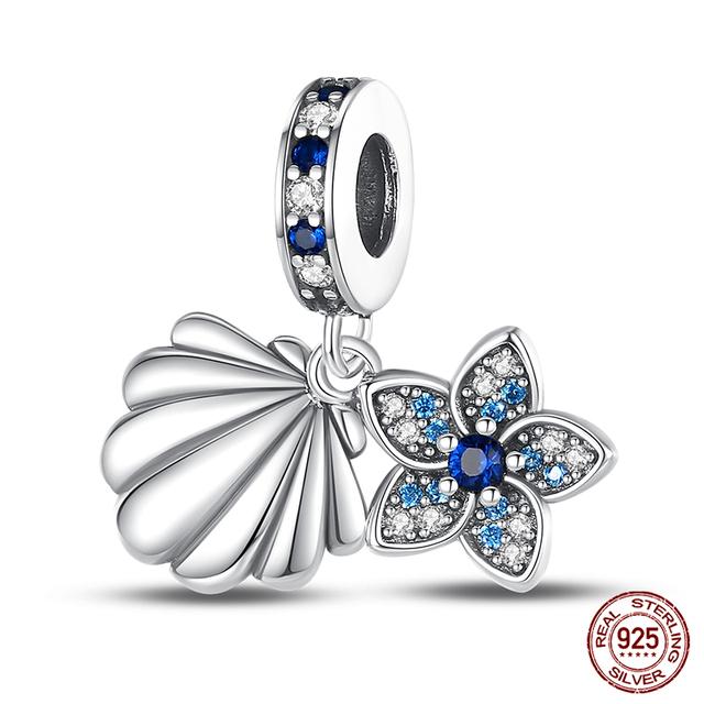 Nové 925 Sterling Silver Ocean Series Mořské panny Shell Charms Korálky Fit Fasion 925 Originální náramky Jemné narozeninové šperky DIY