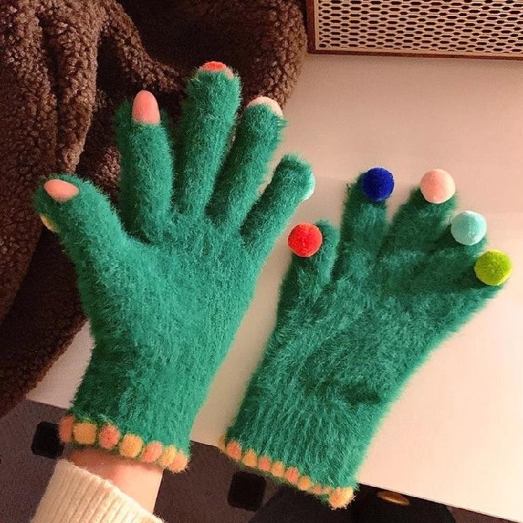Winter Touchscreens Gloves Warm Knit Fuzzy Gloves with Elastic Cuff for Outdoor