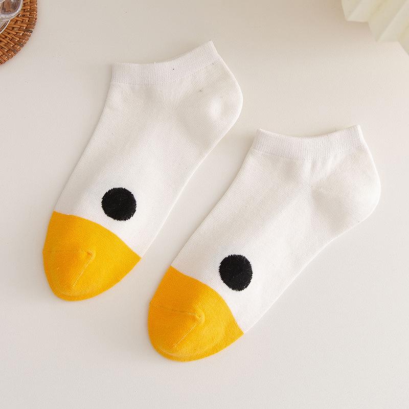 Damen Cartoon Enten Knöchelsocken: Koreanischer Stil, Atmungsaktive Baumwolle, Trendiges Nahtloses Design