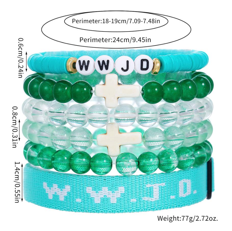 6pcs Suit WWJD Bracelet Christian Cross Bracelets For Women Men Jesus Bracelets Christian Jewelry(Random Color Of Letters) Faith Religious Easter