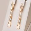 New Rose Gold Color Long Drop Earrings Earrings Woman Glossy Metal Link Natural Zircon Accessories Daily Fine Jewelry