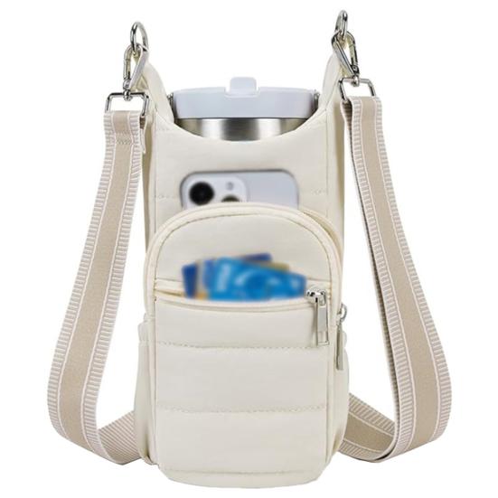 Sac Bandoulière Matelassé pour Bouteille d'Eau avec Poches Sac à Bouilloire pour Femmes Sac Sling Rembourré Doux pour Camping en Plein Air Sports Voyage