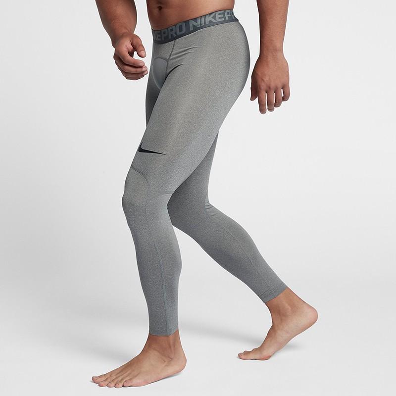 Nike Logo Training Schnelltrocknend Kompression Lange Hose Herren Unterteile Grau 838068-091