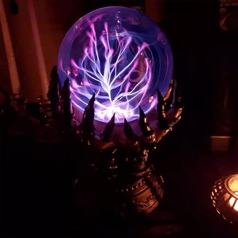 Witch Creative Glowing Glass Halloween Crystal Ball Deluxe Celestial Magic Skull Finger Plasma Ball Spooky Home Halloween Decor