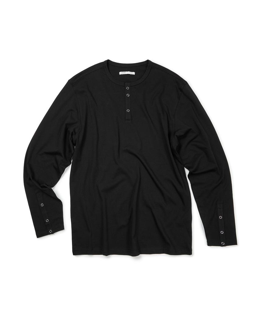 ETCE (Base) Snap Sleeve Henley Neck Tee (Black)