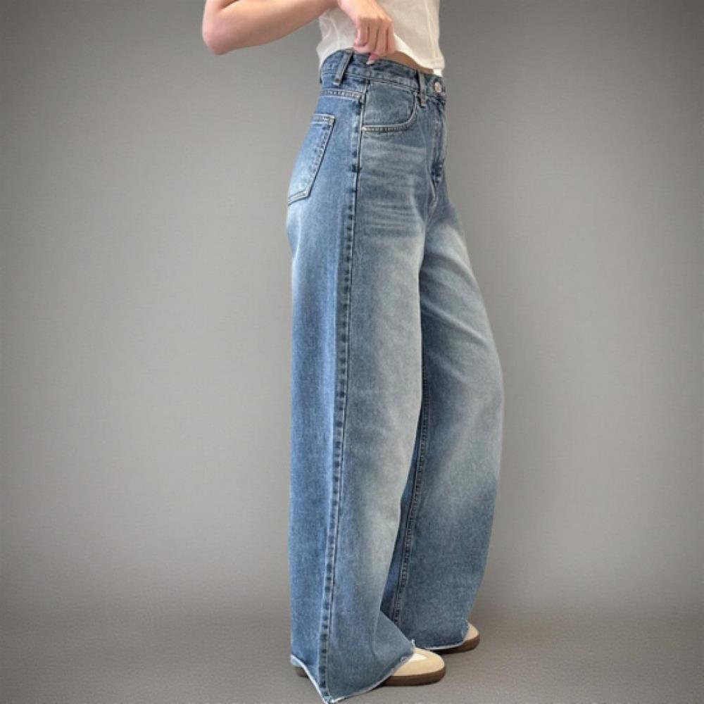 New ArrivalS Open Run Women S Maxi Wide Cutting Denim jeanS Light Blue Mpn