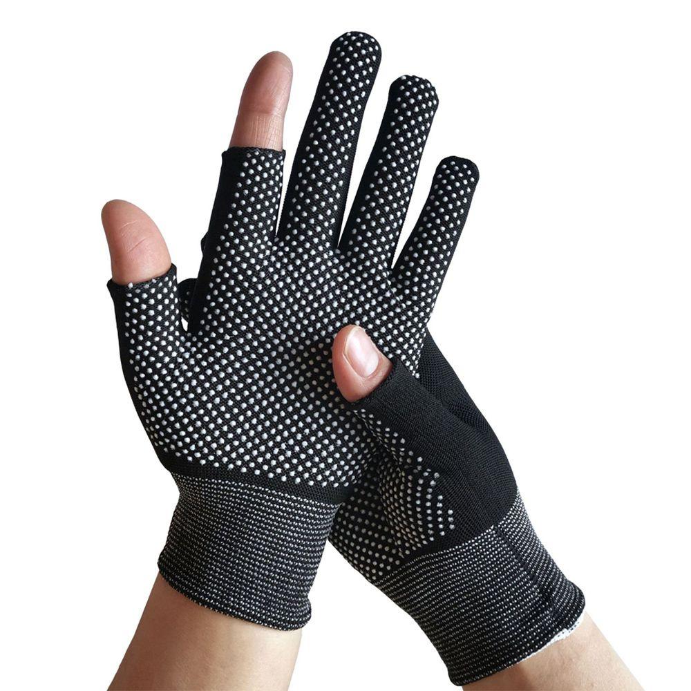 Stretch Sunscreen Two Half Fingers Sun Protection Anti-Slip Fishing Gloves Driving Biking Mittens