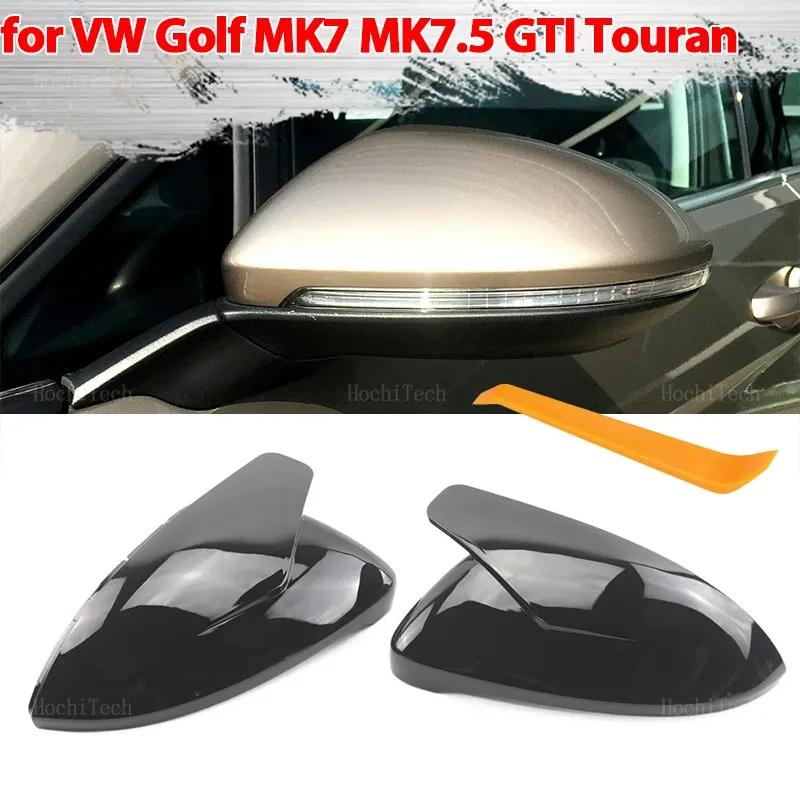 Bat Shape Style Glossy Black Rearview Side Mirror Cover Caps for Volkswagen VW Golf 7 MK7 MK7.5 GTI R GTE GTD 2013-