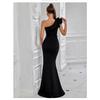 Amazon European and American Celebrity Temperament Sexy Model Car Model Dress, Lotus Leaf Single Shoulder Slim Long Evening Dress
