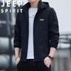 JEEP SPIRIT Men's Spring Autumn Detachable Hood Jacket