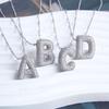 Silver Color Silver Zircon Necklace Rhinestones Women Choker Letter Pendant Necklace  Party Jewelry