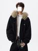 Men's American Style Mountain Eagle Fur Collar Cotton Jacket - Winter Retro Casual Warm Outerwear 