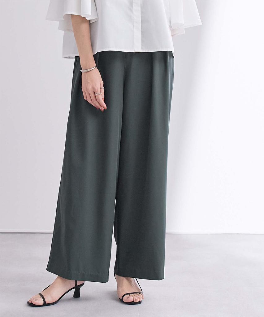 Elastic Waist Wide Pants BFXT0309 S Charcoal [Yours] Water-repellent Two-pleat Women's