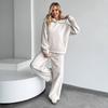 European and American Casual Women's Solid Color Set, Long-sleeved Loose Hooded Pocket Sweater, Elastic Wide-leg Pants Two-piece Set