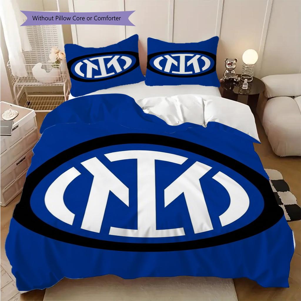 Beddengoed met Inter Milan Embleem Ontwerp (1 dekbedovertrek + 2 kussenslopen, zonder binnenkussen) Dekbedovertrek en kussensloop Beddengoed set Kerstmis verjaardagscadeau