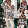 Women's Fashion Round Neck Loose Print Long-Sleeved Fall And Winter Sweater