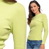 Women's Ribbed Long Sleeve Sweatshirt Stylish Cotton MORAJ L Light Green
