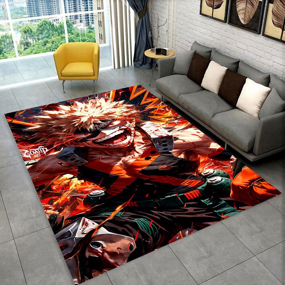3D Cartoon My Hero Academia Deku Bakugou Anime Teppich Läufer für Wohnzimmer Schlafzimmer Zuhause Sofa Dekoration, Kinder Rutschfeste Bodenmatte