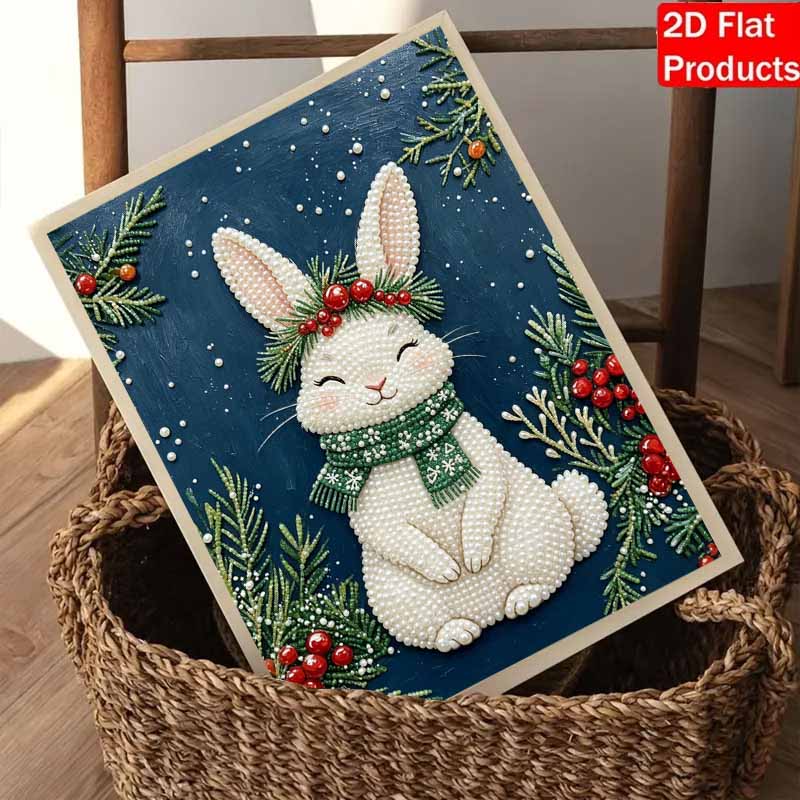 Frameless Pearl Painting Kit Cute Bunny Aesthetic Wall Art DIY Sparkling Bead Canvas Room Decor Festive Craft