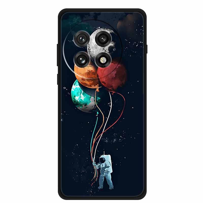 Funda For OnePlus13 5G Case OnePlus 13R Black Silicone Soft Flower Fashion TPU Back Cover For OnePlus13 13R Case Protective Capa