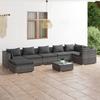Vidaxl 8-Cz. Garden Lounge Set, Cushions, Grey PE Rattan