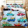 Travel Guide Duvet Cover Set Cartoon Route Car House Building Pattern Bedding Set Microfiber Travel Theme King Size Quilt Cover