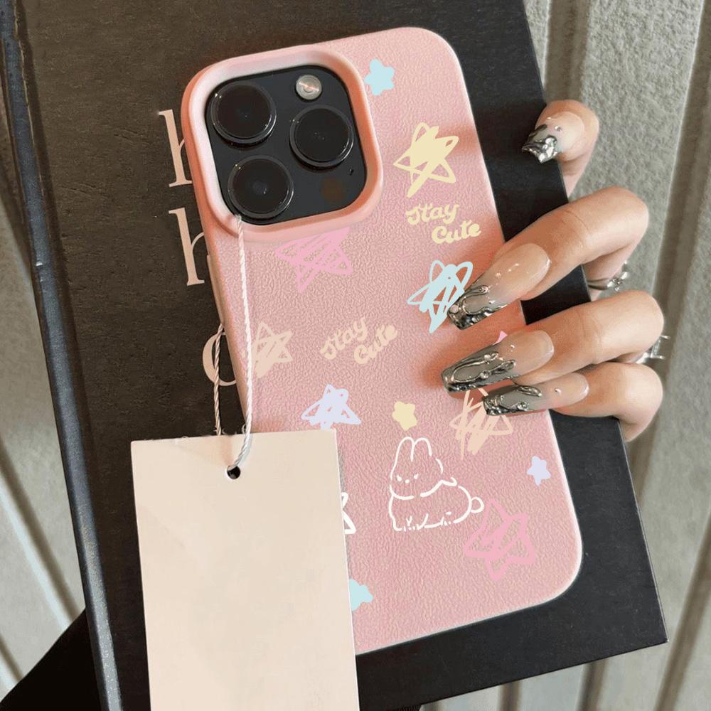HOT Colorful Star Wings Dots Lichee leather pattern Phone Case For iPhone 17 16e 16 15 14 13 12 11 Air Pro Max Plus X XR XSMax