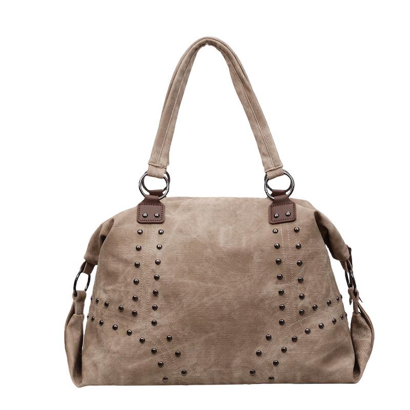 Large Capacity Casual Soft Leather Rivet Tote Bag Women's 2026 Autumn Casual Versatile Shoulder Messenger Bag