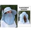 Women Sunscreen Hat Solid Color Large Brim Sun Hat for Face Protection Breathable