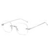 Rimless Myopia Glasses, Finished Products, Handsome, Elegant, Fashionable for Men and Women, The Same Style, Simple and Trendy, Plain-faced Glasses