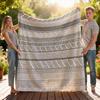Striped Jacquard Throw Blanket, Cozy Sofa Fashion Decor Gift for Families Friends On Holidays Birthdays