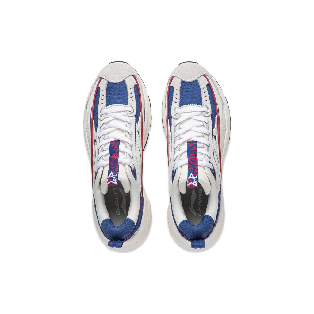 Li Ning Yixing Lite Bekväma Mångsidiga Stötdämpande Halkfria Låga Casual Skor Herr sneaker Vit Blå AGCT503-2