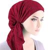 Fashion Women Wrinkle Long Turban Cap Head Wrap Chemo Hat Beanie Muslim Hijab