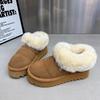 2025 Autumn and Winter New Caterpillar European Station Integrated Snow Boots Women Thickened Heightening Warm Lazy Cotton Shoes