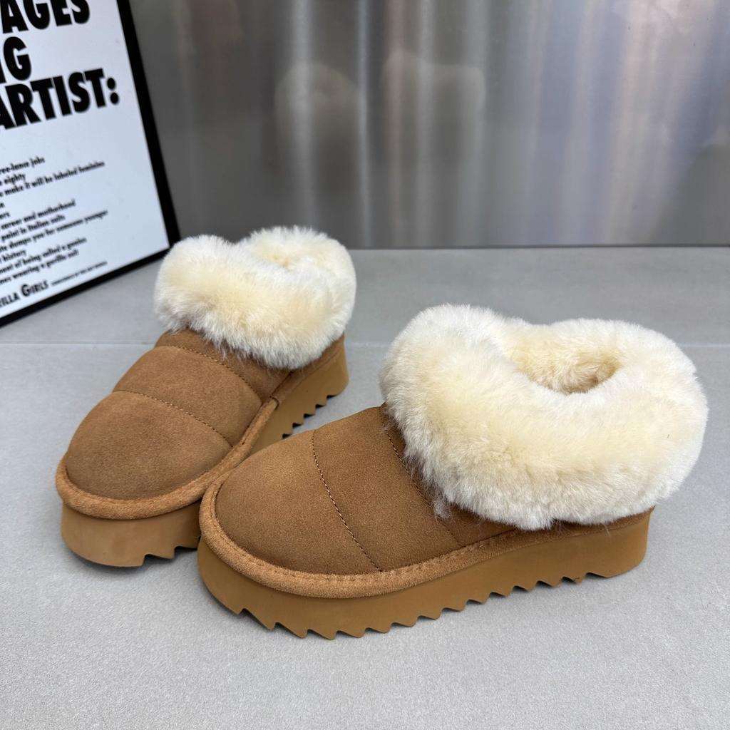 2025 Autumn and Winter New Caterpillar European Station Integrated Snow Boots Women Thickened Heightening Warm Lazy Cotton Shoes