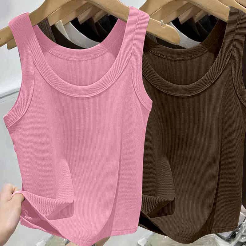 Geripptes Camisole-Oberteil aus Eisseide für Damen mit U-Ausschnitt und Spaghettiträgern für Frühling und Sommer