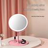 Portable LED Touch Dimmable Makeup Mirror with Light - Round Desktop Style for Dormitory