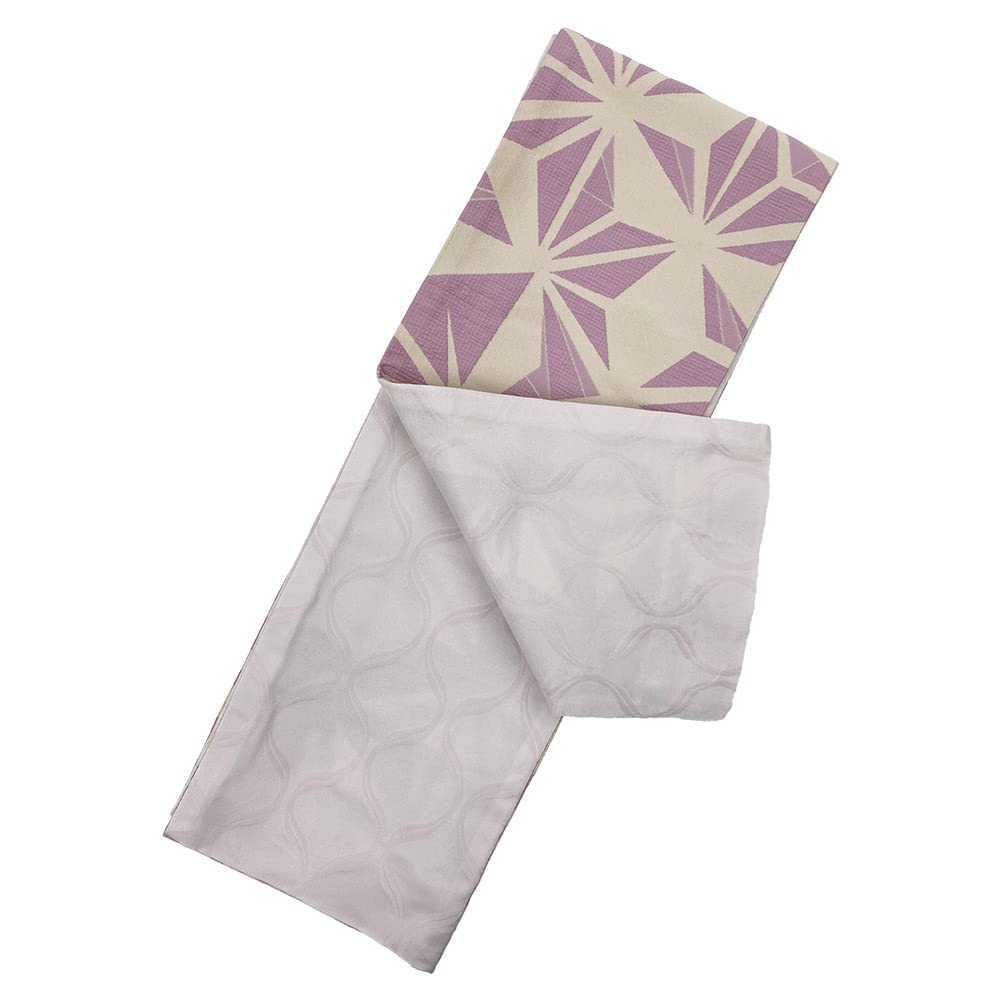 [Kyoto Kimono Yuzen] Reversible Half-Width Obi (Yukata Obi) (Light Purple (Hemp Leaf Pattern))