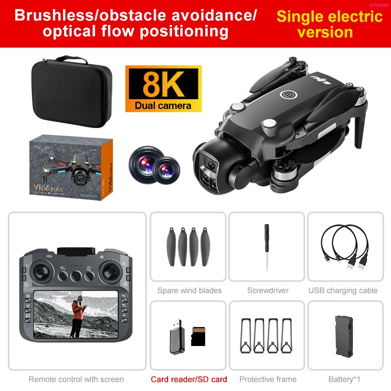 V156 Max Mini Drone 4K Professional HD Camera with Large Screen 2.4G WIFI FPV Dron Brushless Optical Flow Hover Folding Quadcopter