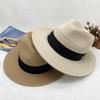 New Panama straw hat top hat sunshade sun protection beach hat men and women summer jazz hat tide