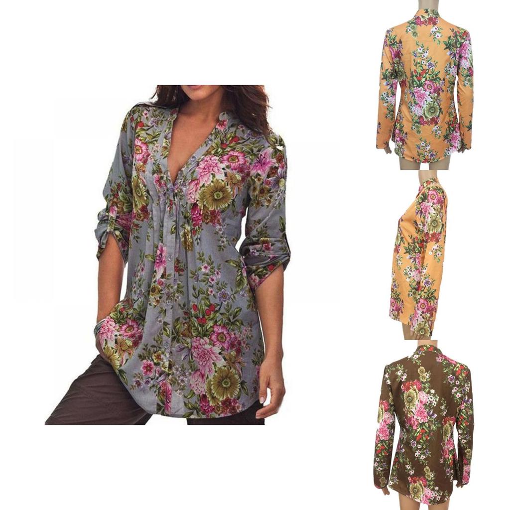 Classic Fall Short Sleeve Printed Shirt For Women Casual Wear