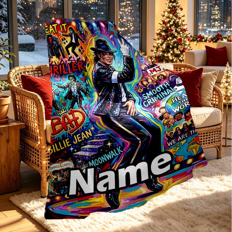 Couverture Personnalisée Nom Michael Jackson Imprimé, Décoration Intérieure, Chambre à Coucher, Canapé, Camping, Canapé, Cadeaux pour Anniversaire Noël