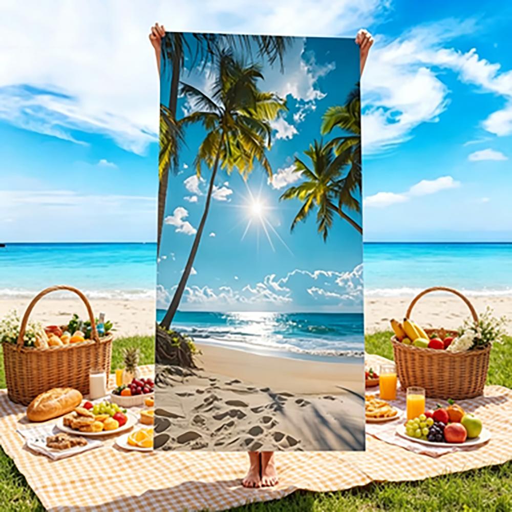 Large Stylish Tropical Palm Scene Towel Multi-Use Bath Beach Towel Soft Absorbent Quick Dry for Home Hotel Spa