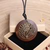 Ethnic Style Cotton-Linen Wooden Sweater Chain Necklace with Alloy Leaf Pendant