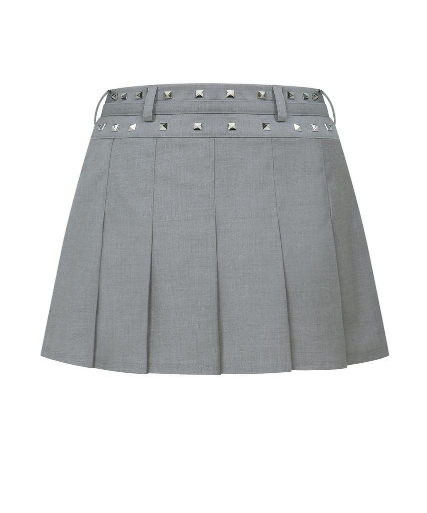 Kwajipyuliti Studded Pleated Skirt (Gray)