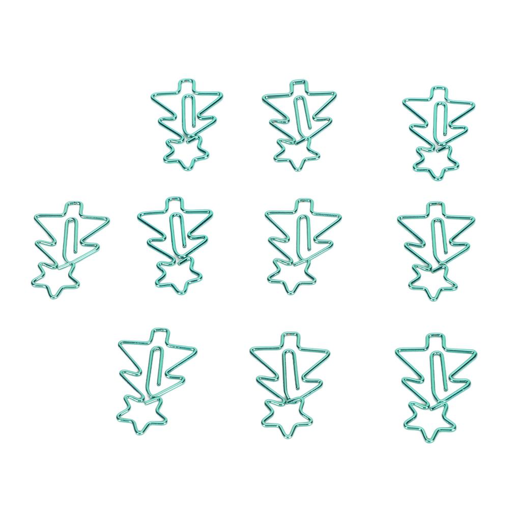 100pcs Paper Clips Prevent Slip Cute Christmas Tree Shaped Decorative Metal Bookmark Paperclips for