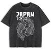 Japanese Koi Harajuku Printed Washed T-Shirts Mens Cotton Oversize T Shirt Summer O-Neck Short Sleeve Tops Clothes