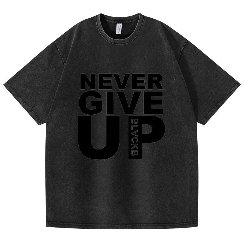 Women's High-quality Casual Fitness Street T-shirt Soft Autumn Winter Tracksuit Never Give Up Print Tops Cotton T-shirt Quality Male Pullovers