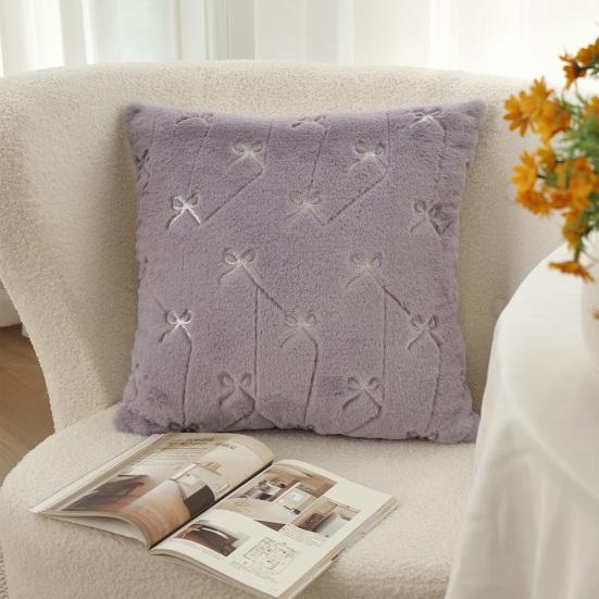 Throw Pillowcase Bowknot Pattern Hidden Zipper Wrinkle Resistant Pillow Cover Bedroom Living Room Sofa Home Decor
